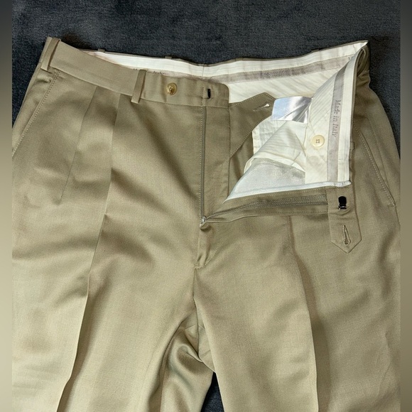 Nordstrom JB Britches Size 35 Khaki Pleated Front Wedding Office Dress Pants - Picture 9 of 14